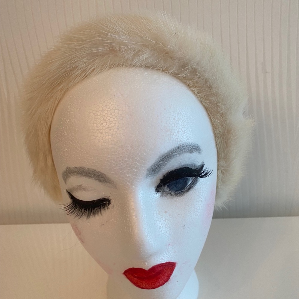 White MINK headband